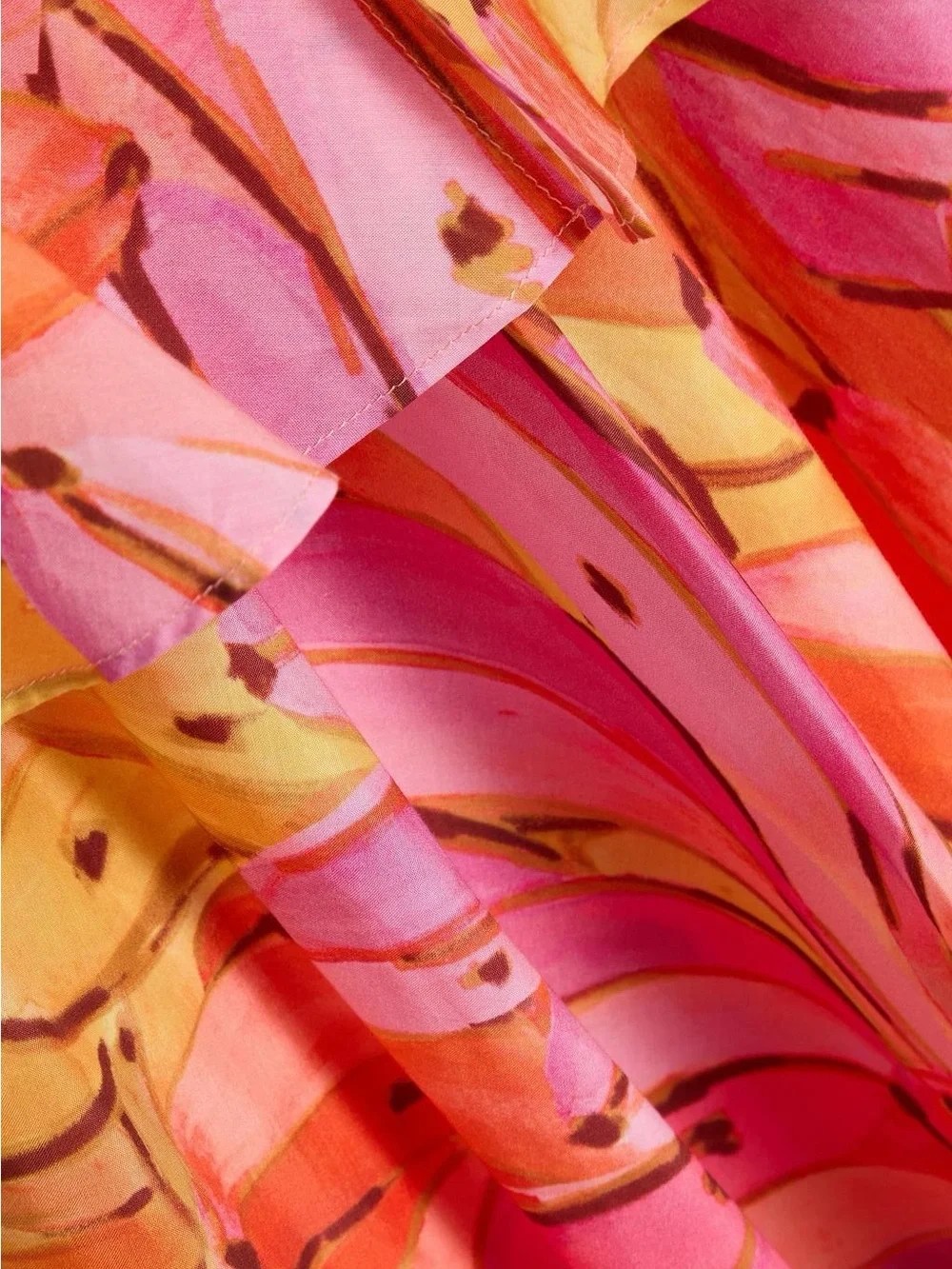 Farm Rio Layered Banana printed cotton-blend maxi dress, NWT, size L